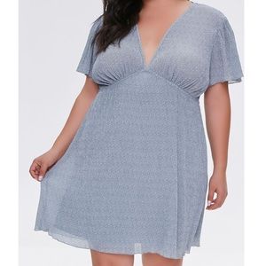 NWT F21 Plus Floral Print Mini Dress - Baby Blue - Size 0X